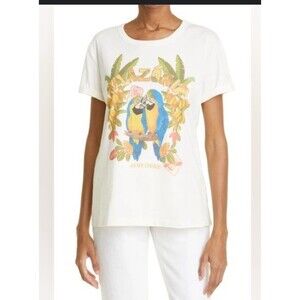 Farm Rio Amazonia Organic Cotton T-Shirt in Off-white Size Small Tropical Summer